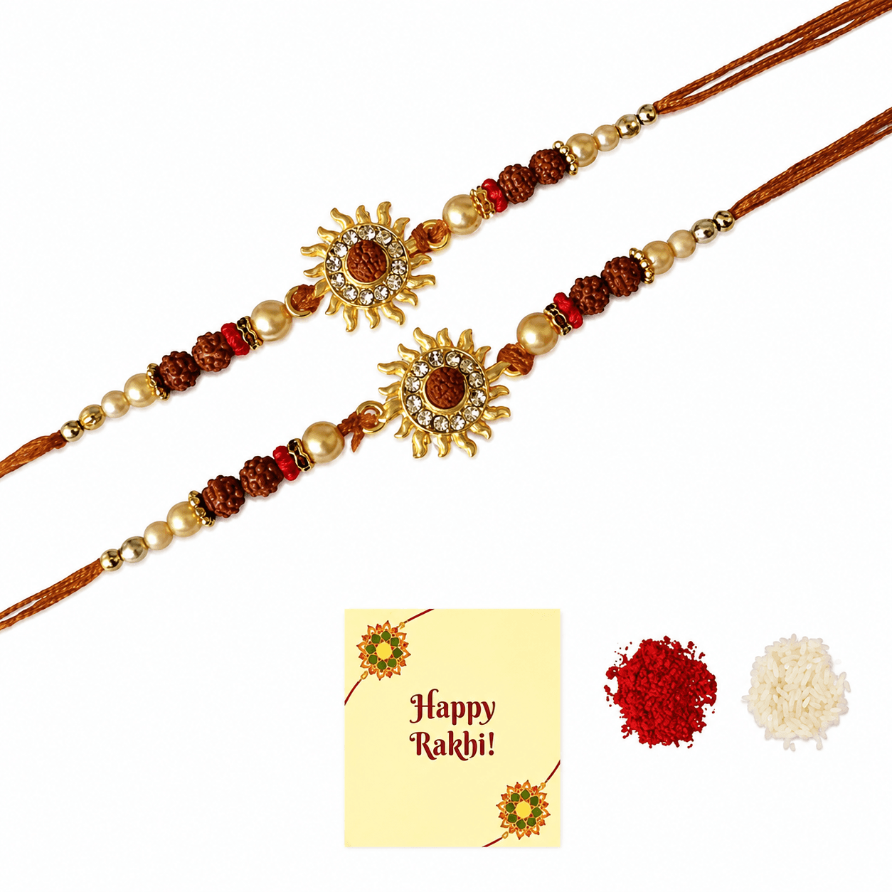 Thread Elegant Sun Surya Suraj Shape Rudraksh Rakhi for
