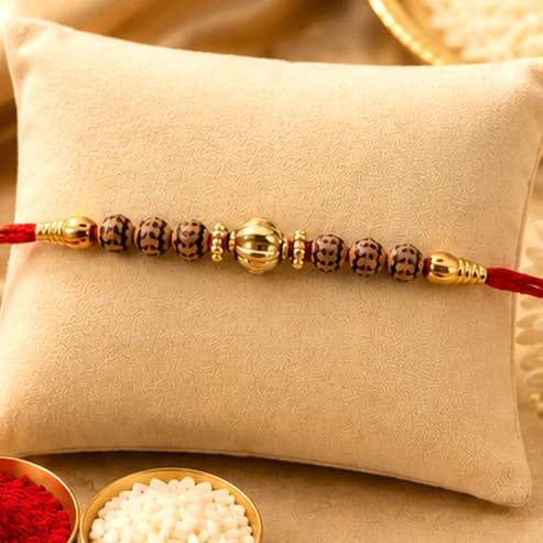 Traditional Design Beads Spiritual Designer Rakhi for Brother