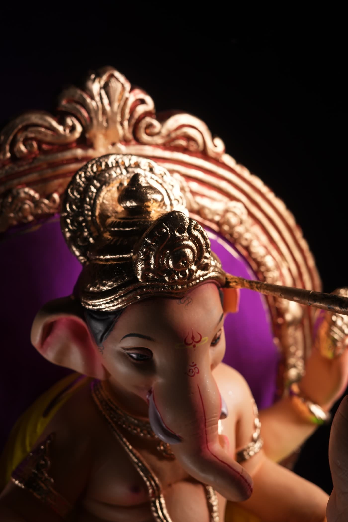 Trishula Tilak Golden Aura Ganesh